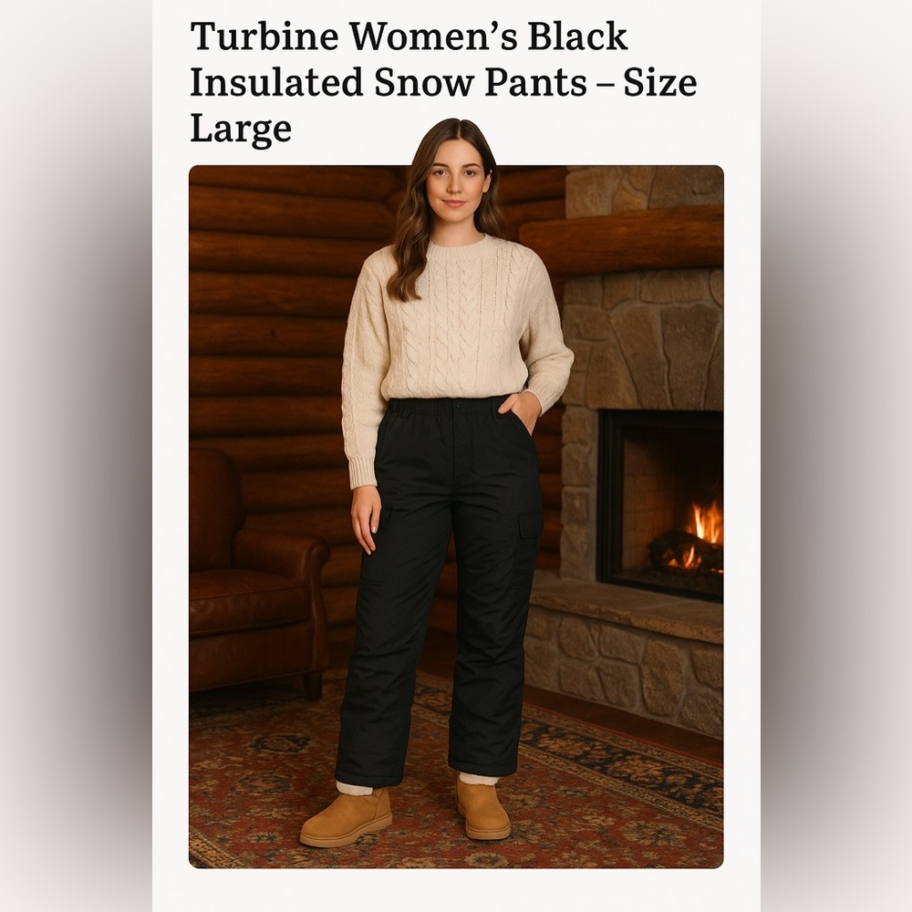 Turbine Women’s Black Insulated Snow Pants – Size Large